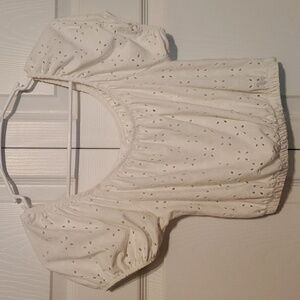 Livi by Oliva Rae White Floral Eyelet Crop Top Size XS